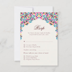 Whimsical Luxury Ivory Floral Style Border Wedding RSVP Card