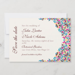 Whimsical Luxury Ivory Floral Style Border Wedding Save The Date