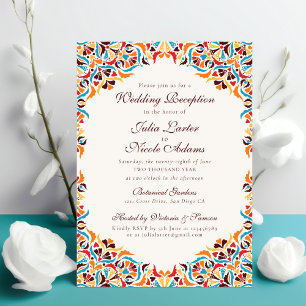 Whimsical Luxury Ivory Floral Wedding Reception Invitation