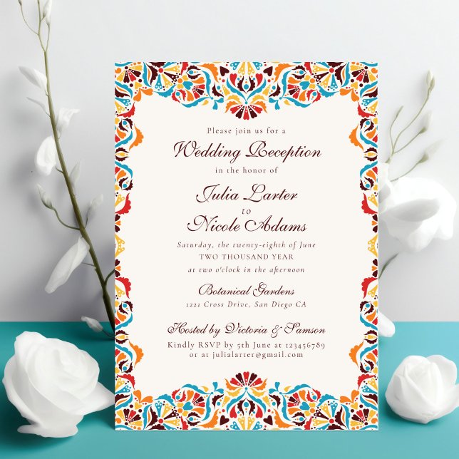 Whimsical Luxury Ivory Floral Wedding Reception Invitation (Creator Uploaded)