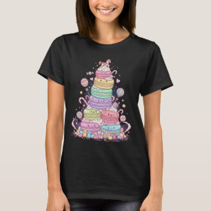 Whimsical Macaron Tower French Dessert Fun Graphic T-Shirt