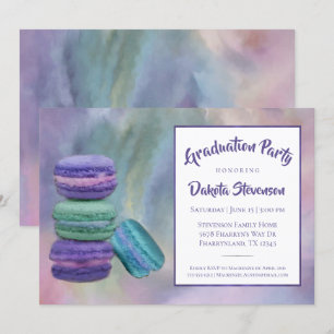 Whimsical Macarons   French Sweets Graduation Invitation