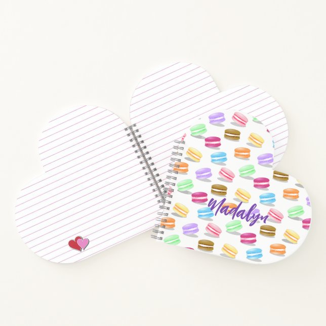 whimsical macarons pattern heart-shaped notebook (Inside)