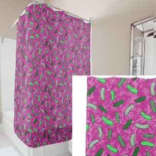 Whimsical Magenta Pickles Colourful Shower Curtain
