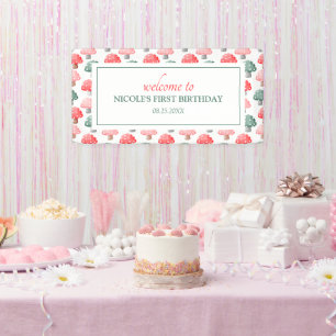 Whimsical Magic Cute Colorful Mushroom Birthday Banner