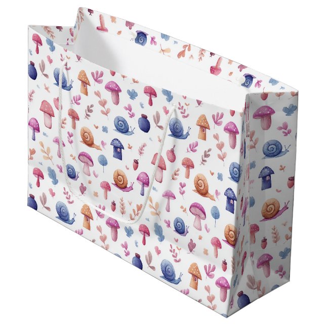 Whimsical Magic Garden Pattern Large Gift Bag (Front Angled)