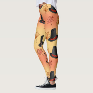 Whimsical Magic Hats with Autumn Leaves Leggings