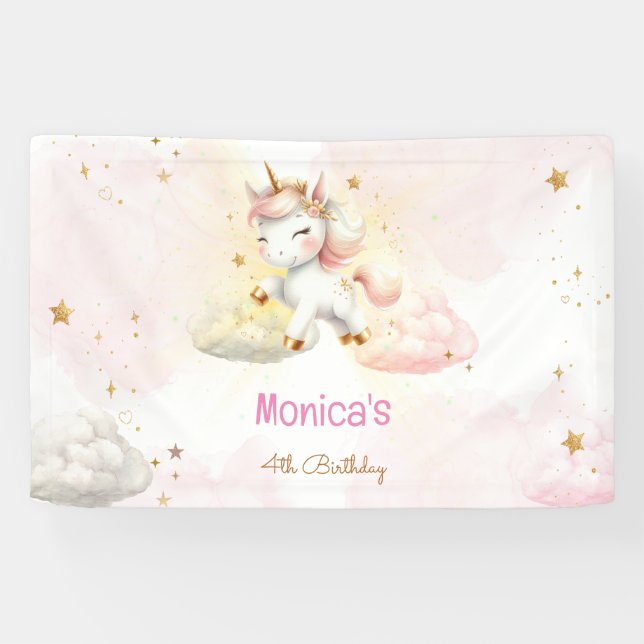 Whimsical magic pastel unicorn kids birthday banner (Horizontal)