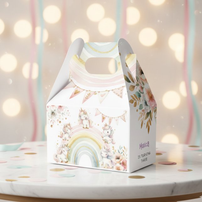 Whimsical magic pastel unicorn kids birthday favour box (Creator Uploaded)