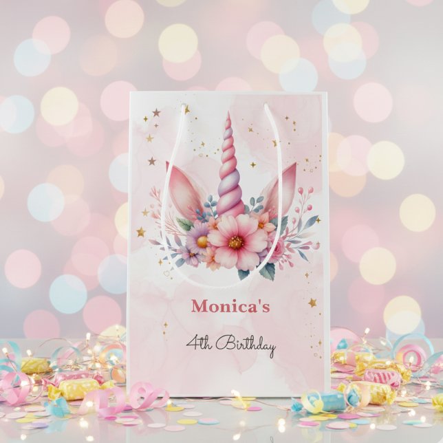 Whimsical magic unicorn horn kids birthday medium gift bag (Creator Uploaded)