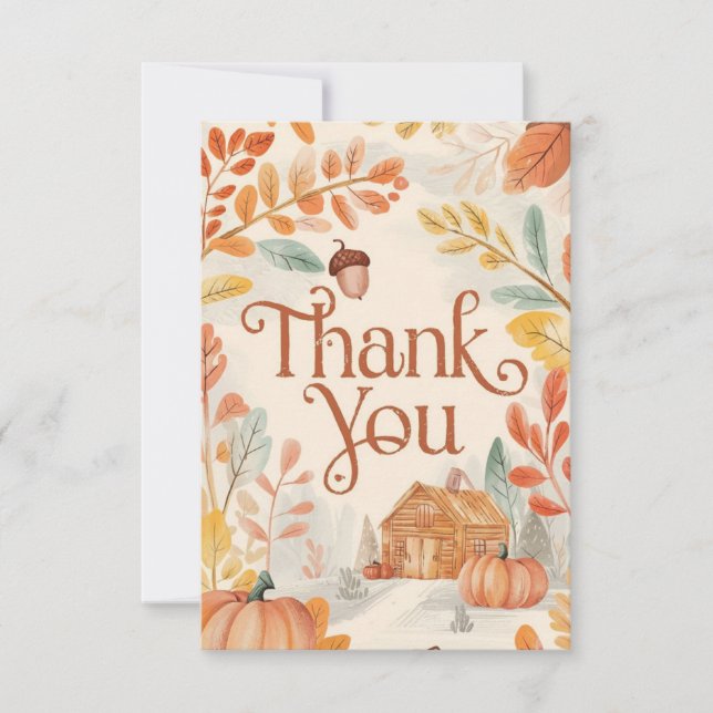 Whimsical Magical Autumn Fall Thank You Card (Front)