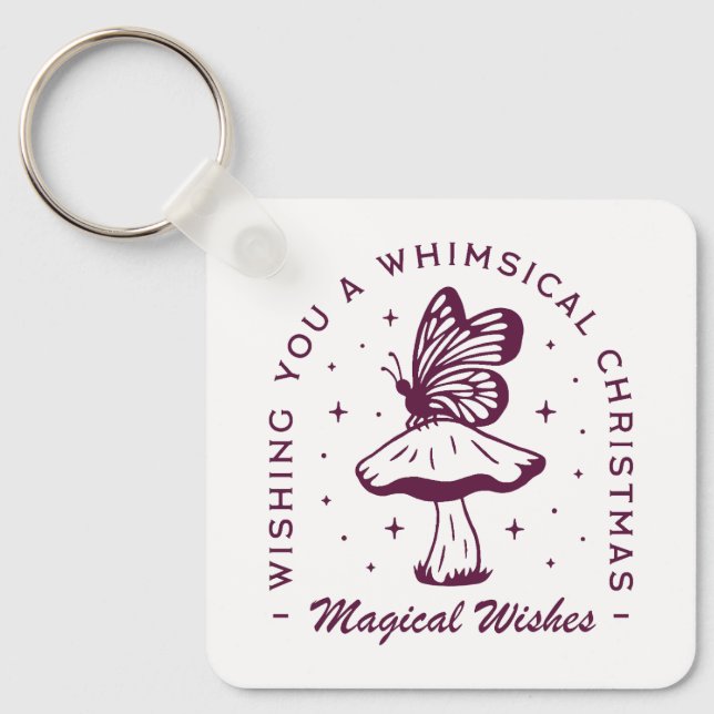 Whimsical magical Christmas purple aesthetic Key Ring (Front)