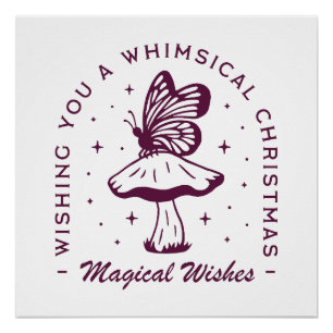 Whimsical magical Christmas purple aesthetic Poster