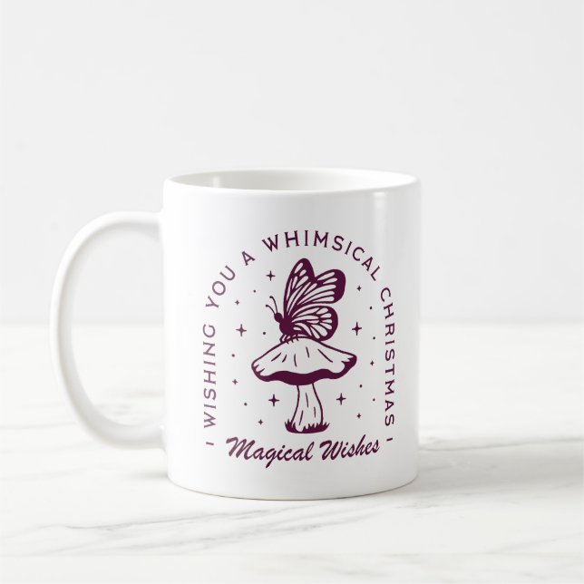 Whimsical magical Christmas purple witchy Coffee Mug (Left)