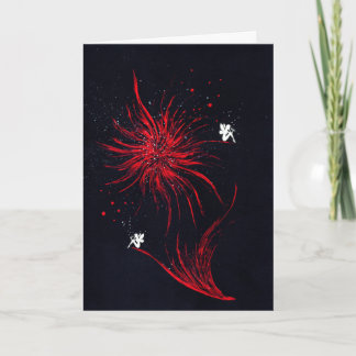 Whimsical Magical Fairies and Fiery Red Abstract B Card