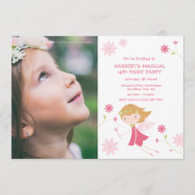 Whimsical Magical Fairy Birthday Invite With Photo