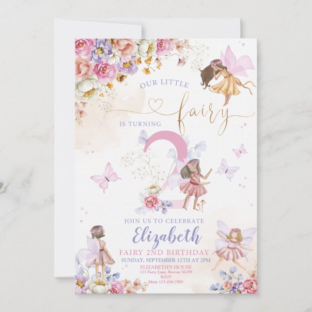 Whimsical Magical Floral Birthday Invitation (Front)