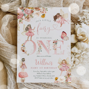 Whimsical Magical Floral Fairy 1st Birthday Party Invitation