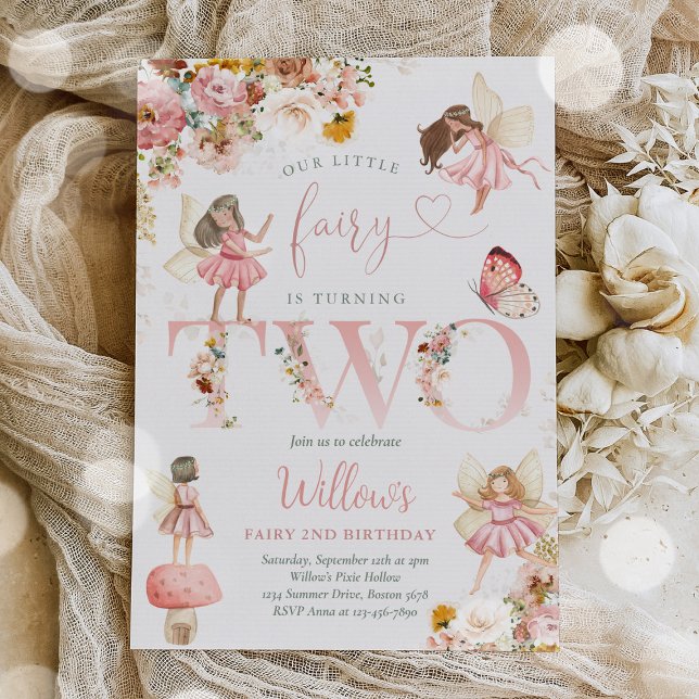 Whimsical Magical Floral Fairy 2nd Birthday Party  Invitation (Creator Uploaded)