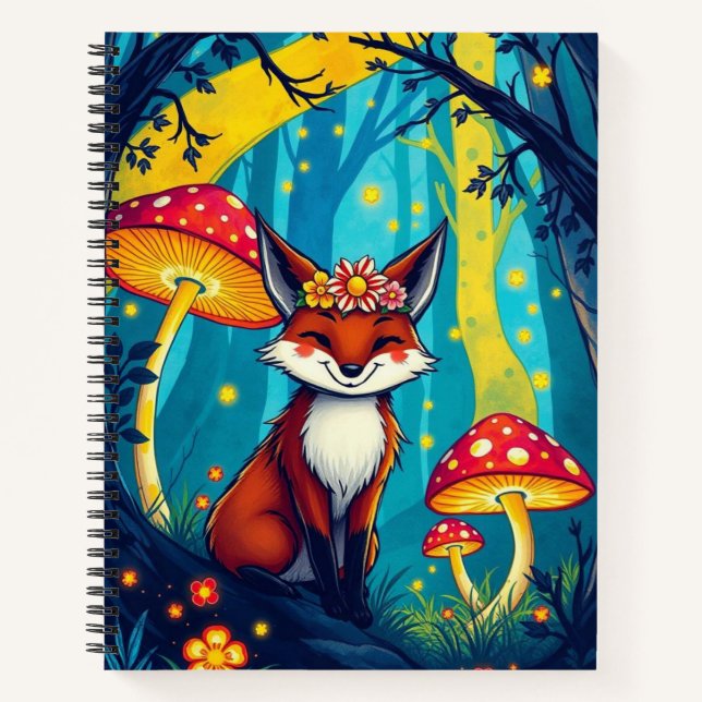 Whimsical Magical Forest Design/Cute fox Notebook (Front)