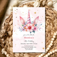 Whimsical magicfloral unicorn horn kids birthday