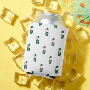 Whimsical Marching Bunny Musician Trombone Pattern Can Cooler