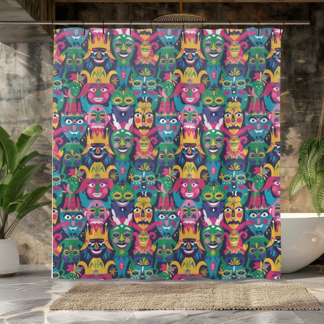 Whimsical Mardi Gras Celebration  Shower Curtain (Creator Uploaded)