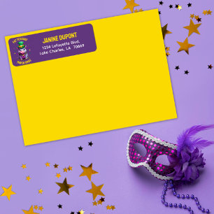 Whimsical Mardi Gras Fat Tuesday Hippo Sticker