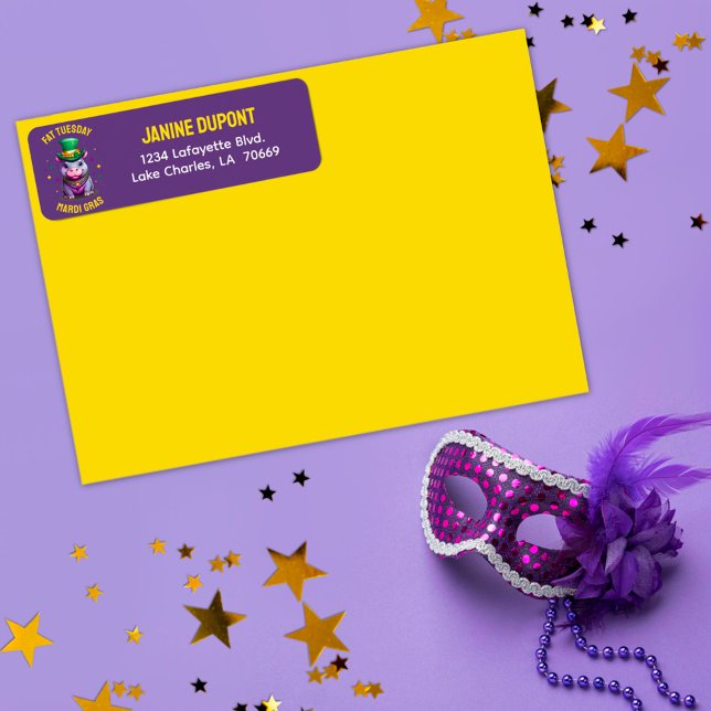 Whimsical Mardi Gras Fat Tuesday Hippo Sticker (Creator Uploaded)