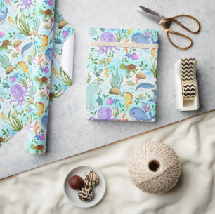 Whimsical Marine Friends - A Cute Ocean scenery Wrapping Paper