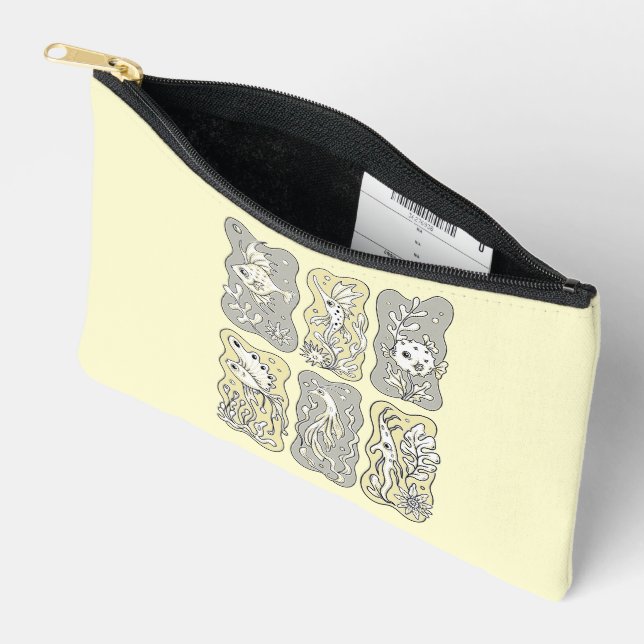Whimsical Marine Life Pattern Accessory Pouch (Open)