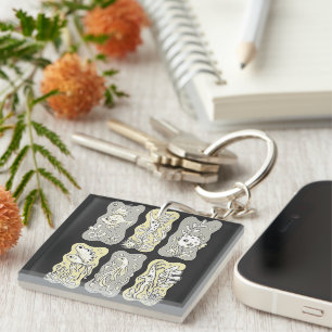 Whimsical Marine Life Pattern Key Ring