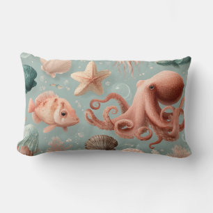 Whimsical Marine Life Pattern Lumbar Cushion