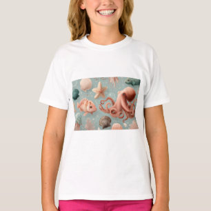 Whimsical Marine Life Pattern T-Shirt