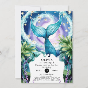 Whimsical Marine Mermaid Birthday Invitation