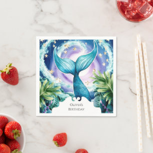 Whimsical Marine Mermaid Birthday Napkin
