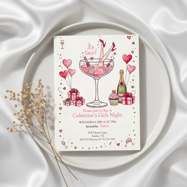Whimsical Martini Galentine's Invitation (Fun Girls Celebration)