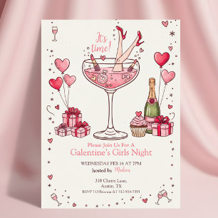 Whimsical Martini Galentine's Invitation