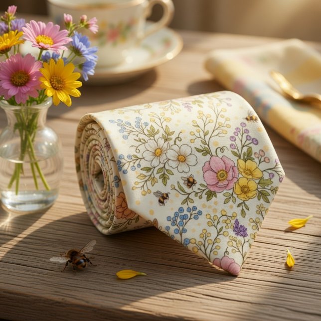 Whimsical Meadow Flowers & Bees Tie (Creator Uploaded)