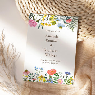Whimsical Meadow Wildflowers Save the Date Invite