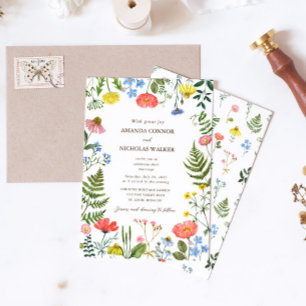Whimsical Meadow Wildflowers Wedding Invitation
