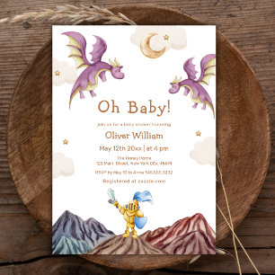 Whimsical Mediaeval Fairytale Dragon Baby Shower Invitation