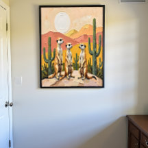 Whimsical Meerkat Trio Desert Art