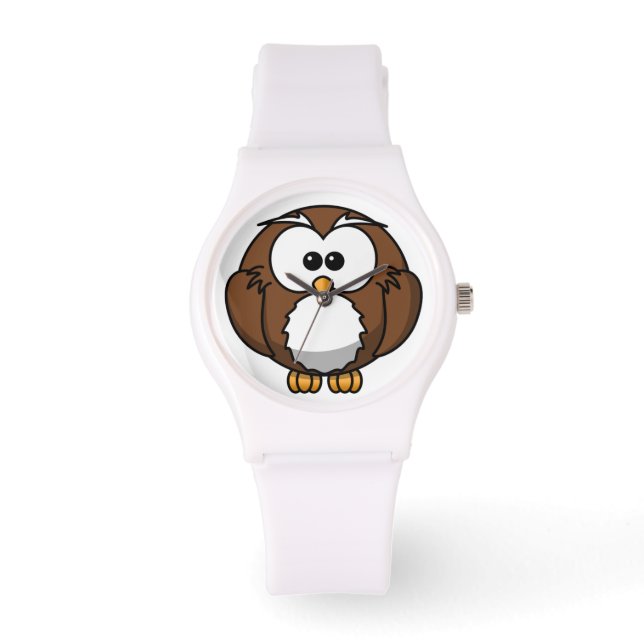 Whimsical meme Round Cartoon Owl Watch (Front)