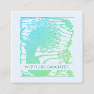 Whimsical Mermaid And Ocean Waves Square Business Card