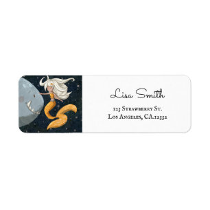 Whimsical Mermaid and Shark Return Address Label