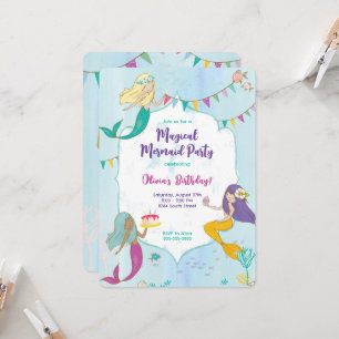 Whimsical Mermaid Birthday Party  Invitation