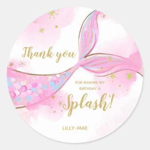 Whimsical Mermaid Birthday Party Round Sticker