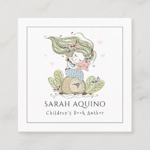 Whimsical Mermaid Children's Book Author  Square B Business Card