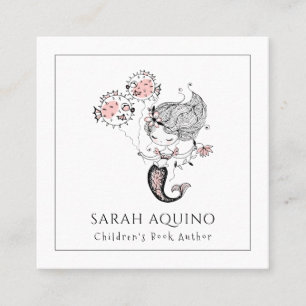 Whimsical Mermaid Children's Book Author  Square Business Card